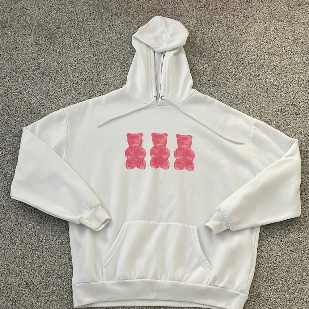 White Aeropostale Hoodie with Pink Bear Design